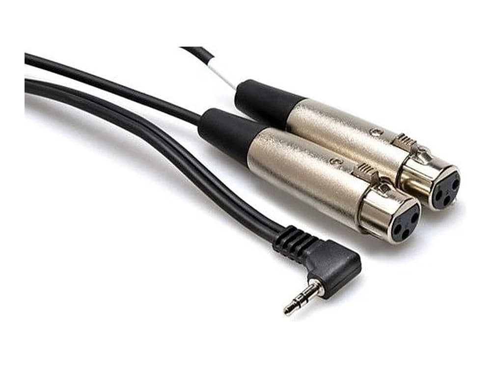 Hosa CYX-402F Right-Angle 3.5mm TRS to Dual XLR Female Y-Cable (2ft)