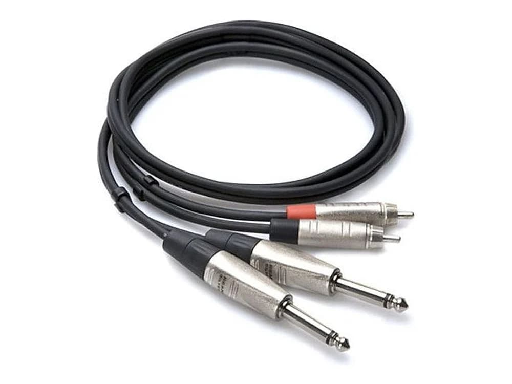 Hosa HPR-015X2 Pro Dual 1/4" TS to Dual RCA Cable, REAN (15ft)