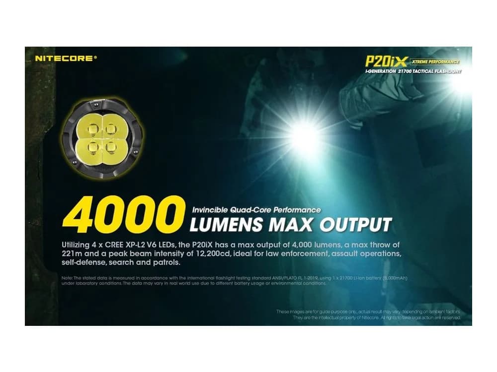 Nitecore P20iX 4000 Lumen USB-C Rechargeable Flashlight view 3