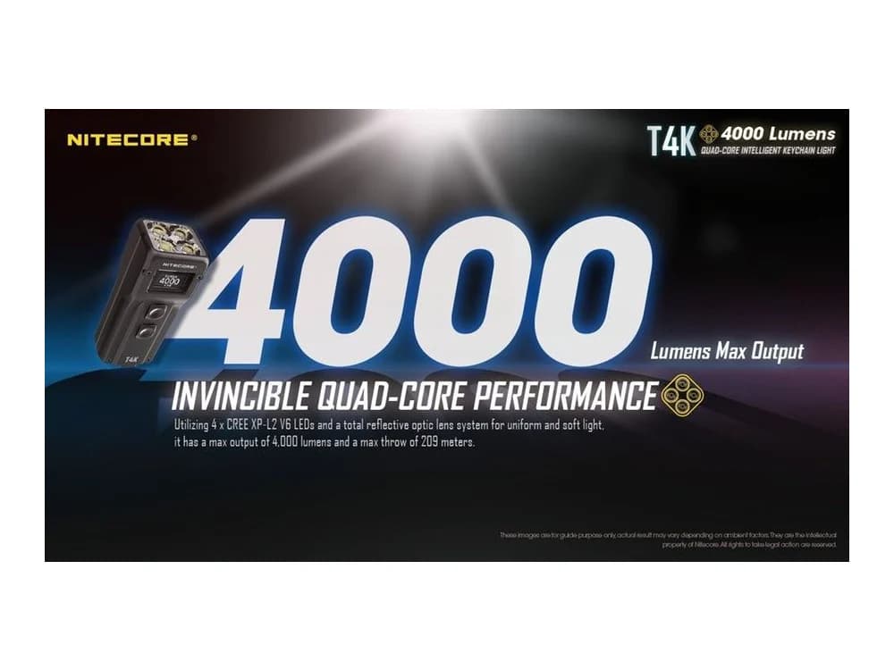 Nitecore T4K 4000 Lumen Super Bright EDC Flashlight view 2