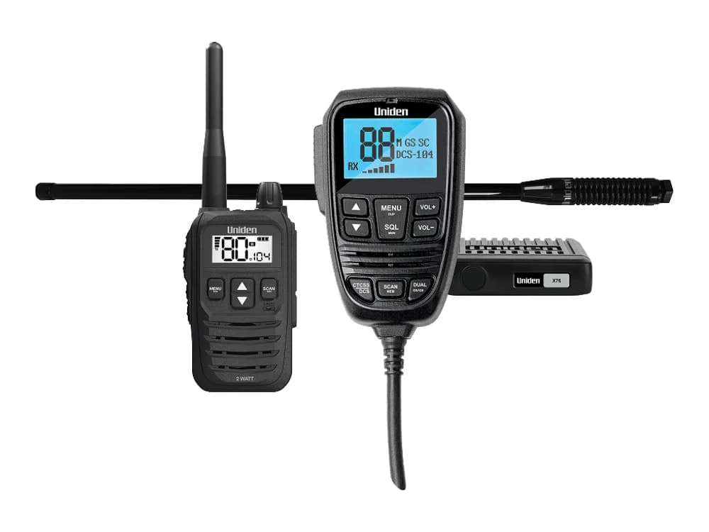 Uniden X76 In-Vehicle UHF Radio + Antenna + UH825 2-Watt UHF Radio