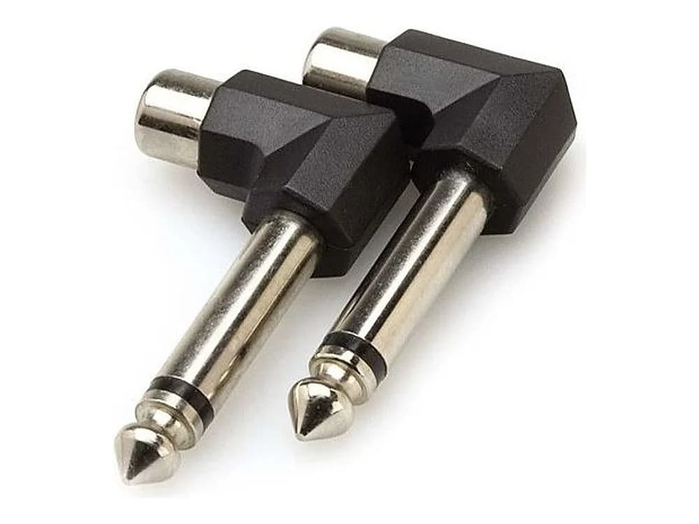 Hosa GPR-123 RCA Female to Right-Angle 1/4" TS Male Adapters (Pair)