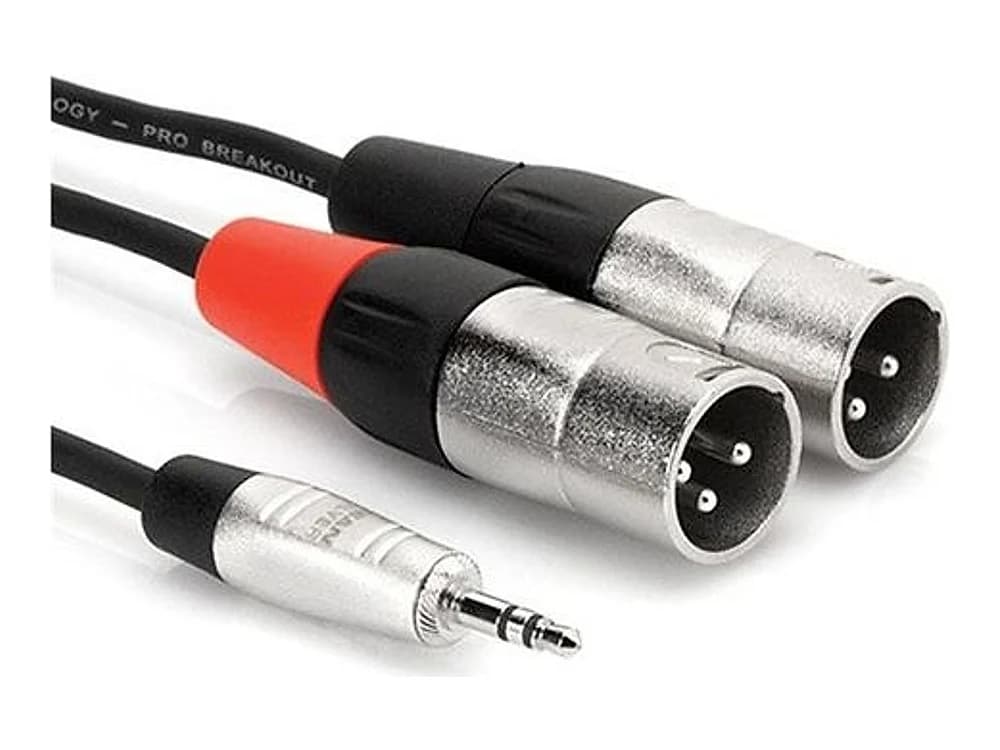 Hosa HMX-003Y Pro Breakout Cable, 3.5mm TRS to Dual XLR Male (3ft)