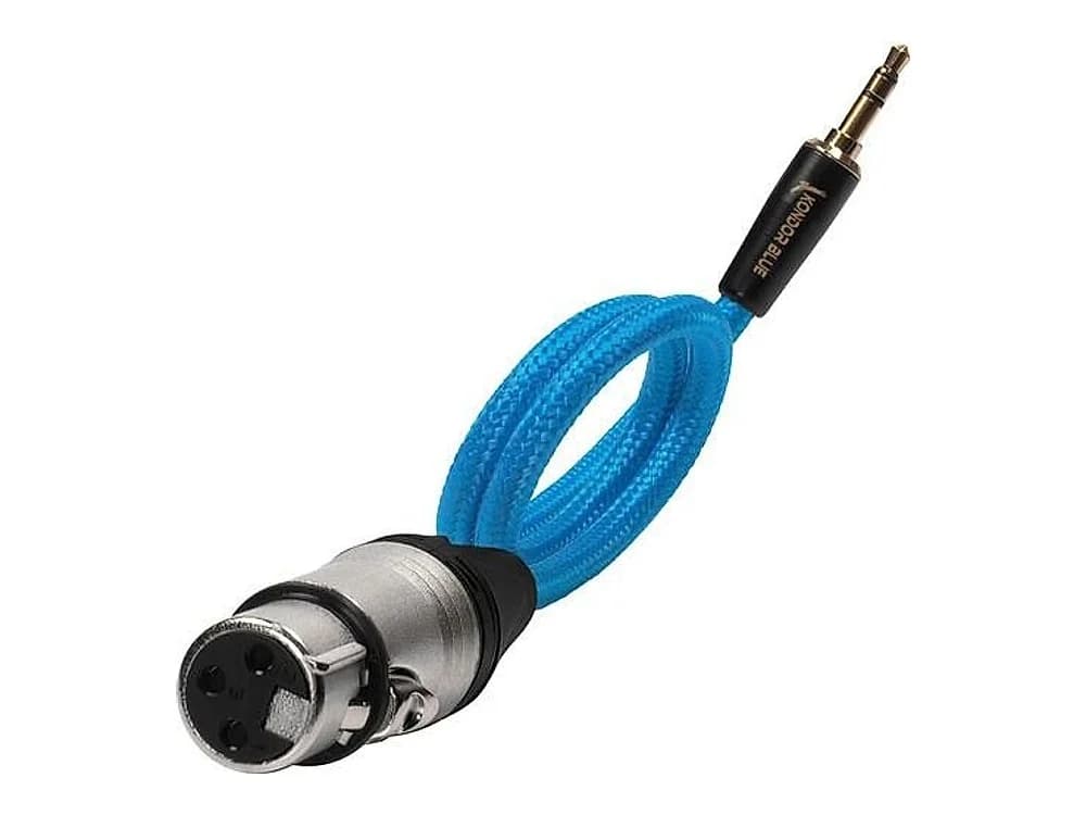 Kondor Blue XLR Female to 3.5mm TRS Male Braided Cable (16in, Blue)