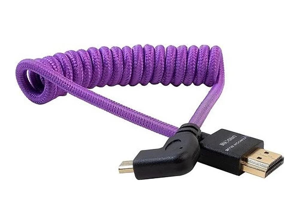 Kondor Blue Gerald Undone Coiled Right-Angle Micro HDMI to HDMI Cable (Limited Purple, 30–60cm)