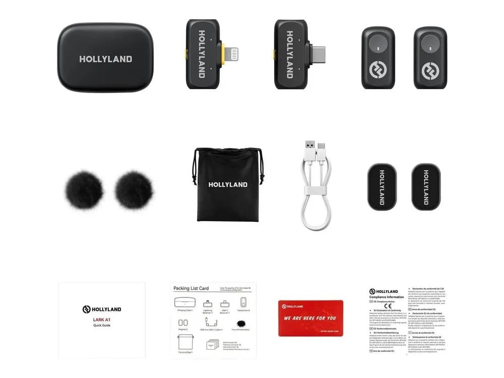 Hollyland LARK A1 Combo 2-Person Wireless Microphone System with USB-C and Lightning Connectors for Mobile Devices view 2