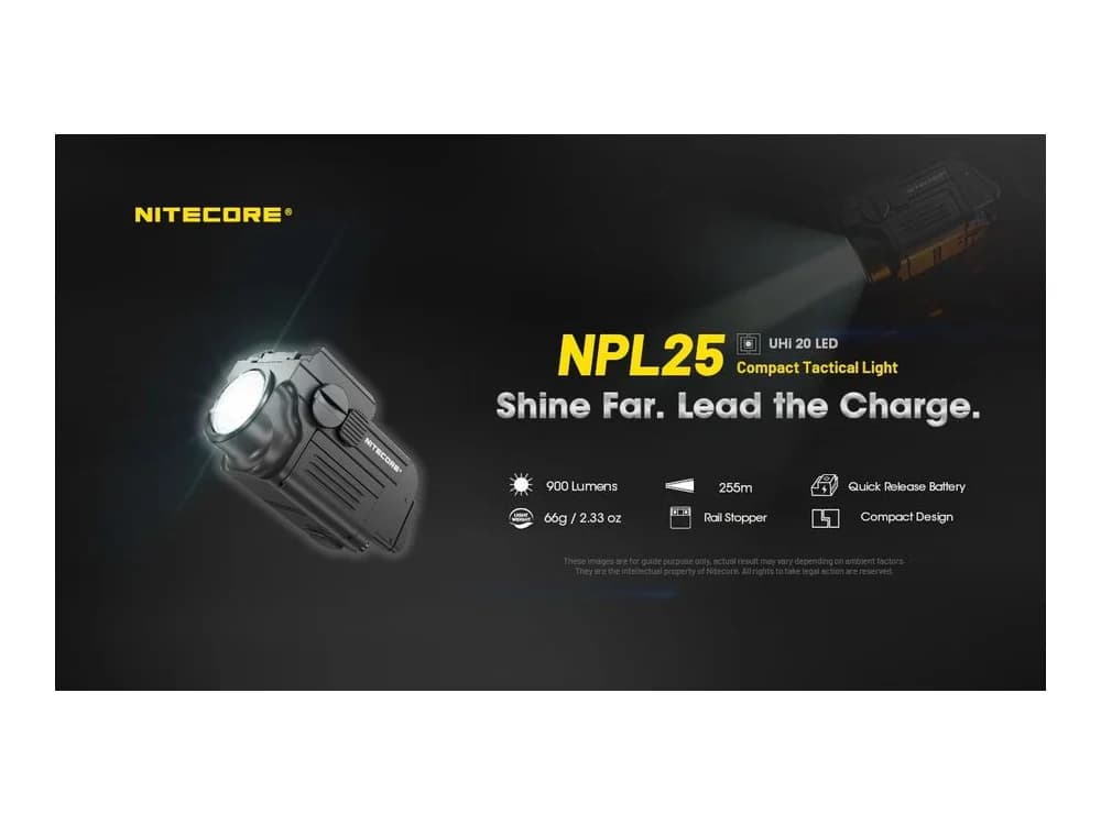 Nitecore NPL25 900 Lumen Rechargeable Compact Rail Mount Flashlight view 2