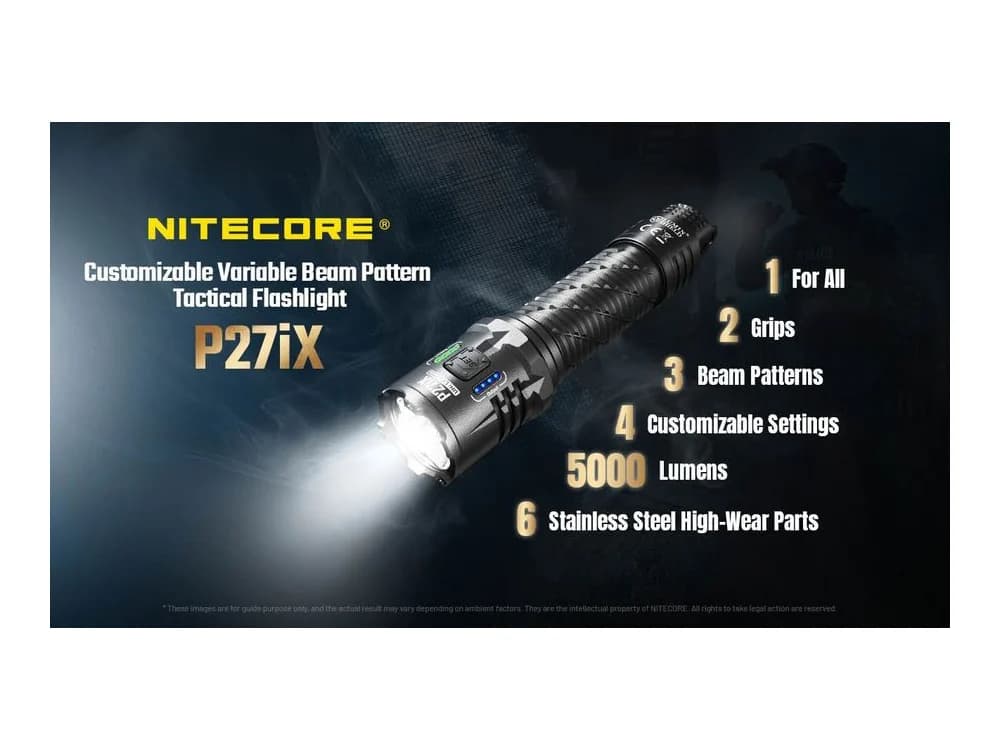 Nitecore P27iX 5000 Lumen Customizable Tactical Flashlight with Multi-Beam Modes view 2