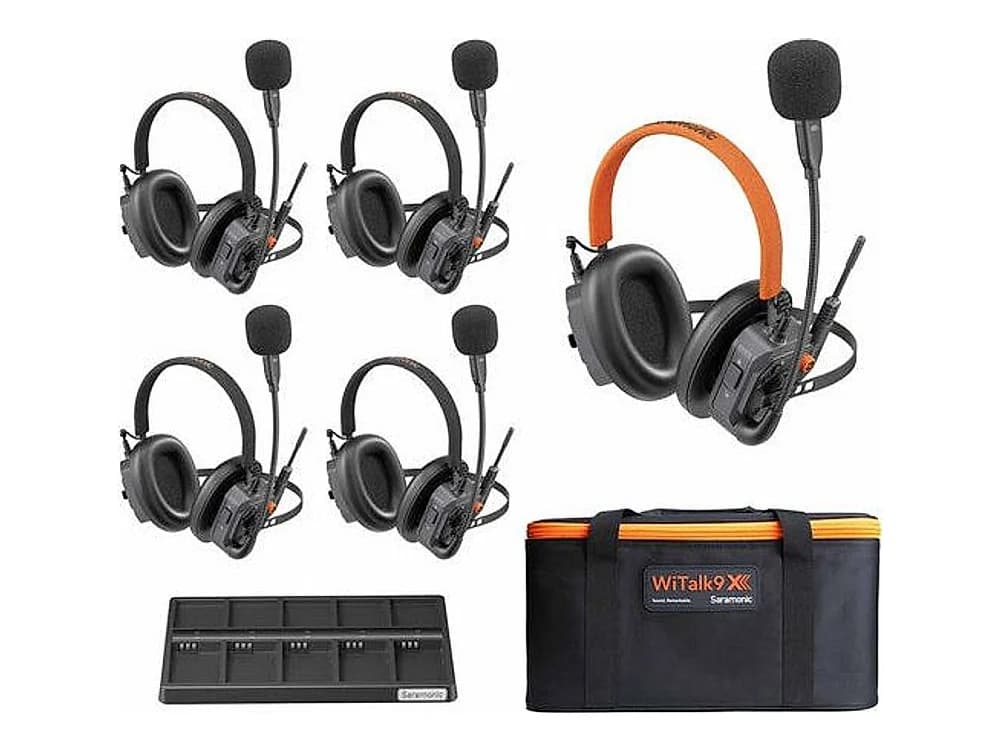 Saramonic WITALK9X-5H 5-Person Helmet-Style 1.9 GHz Dual-Ear Headset Intercom System